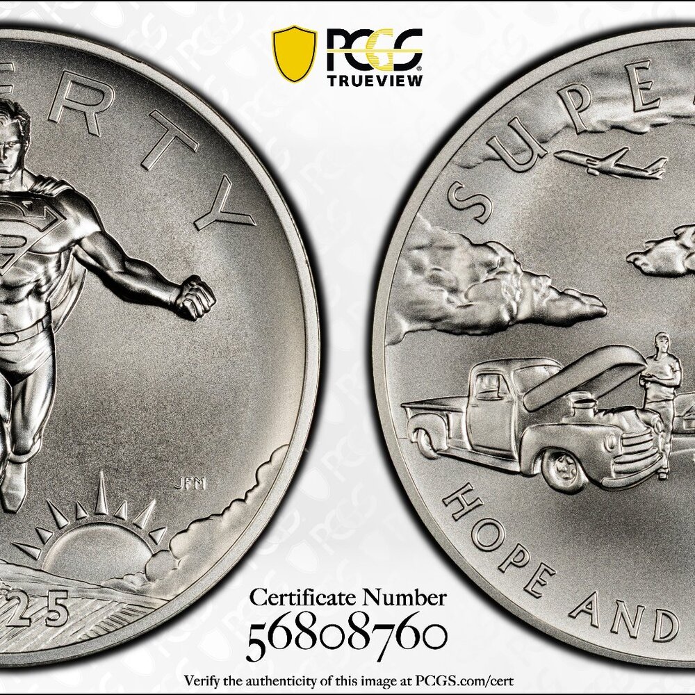 2025-P Comic Art 2.5 oz Silver Medal Superman PCGS PR70 First Strike w/Box